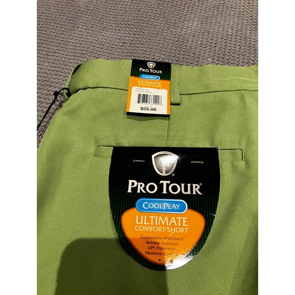 Pro Tour Men's Comfort Shorts 36 Green Cool Play Golf New UPF MSRP $55 Wicking - Picture 3 of 7